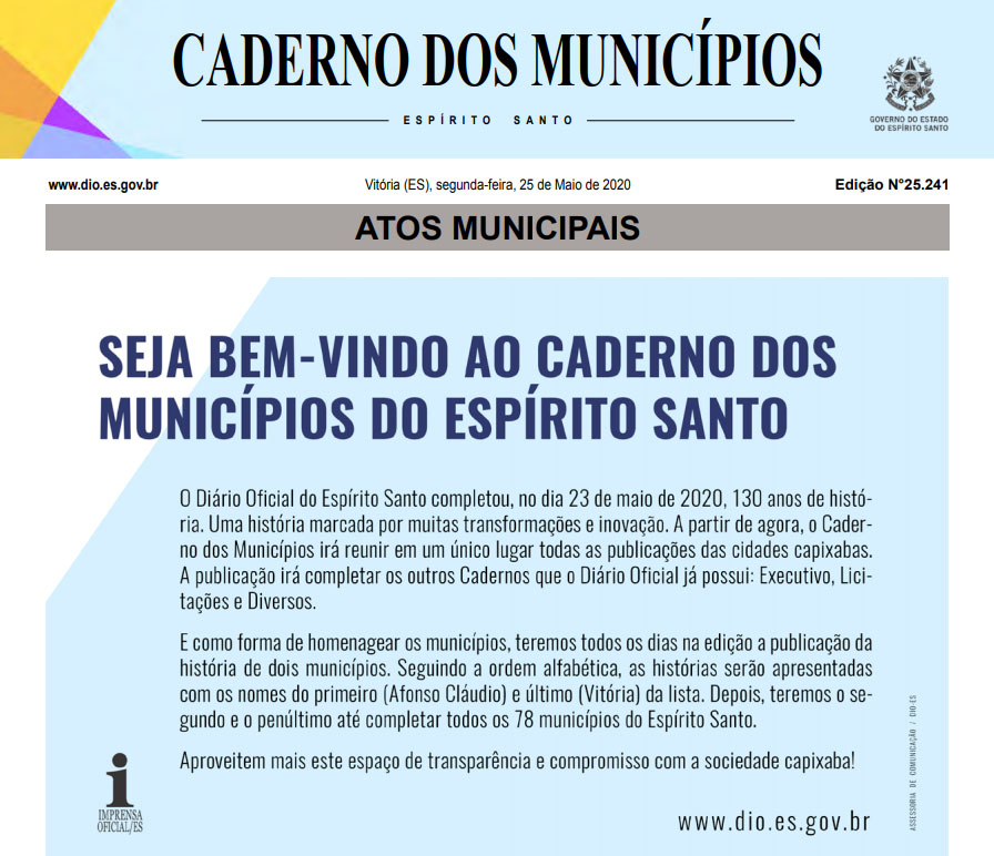 Capa Diário dos Municípios